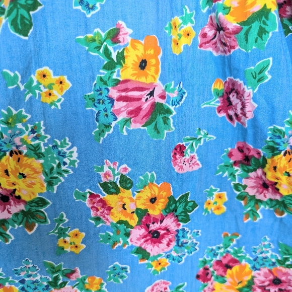 vintage FLORAL COTTON DRESS 1980's midi M - Picture 10 of 11